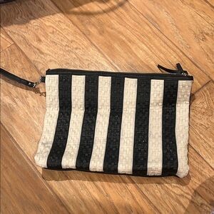 Black and Cream Striped Clutch Bag